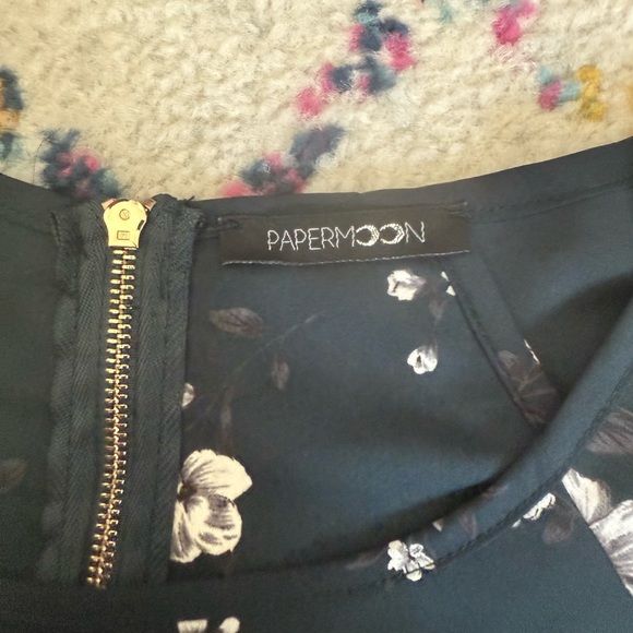 Papermoon Dark Teal and White Floral Blouse - Picture 4 of 5